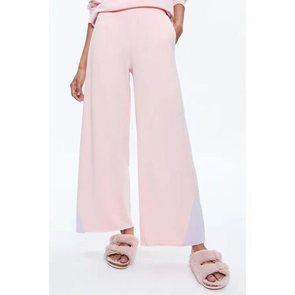 NEW Alice + Olivia x Big Feelings Lounge Pants size XL Pink Wide Leg Pull On - Picture 1 of 8